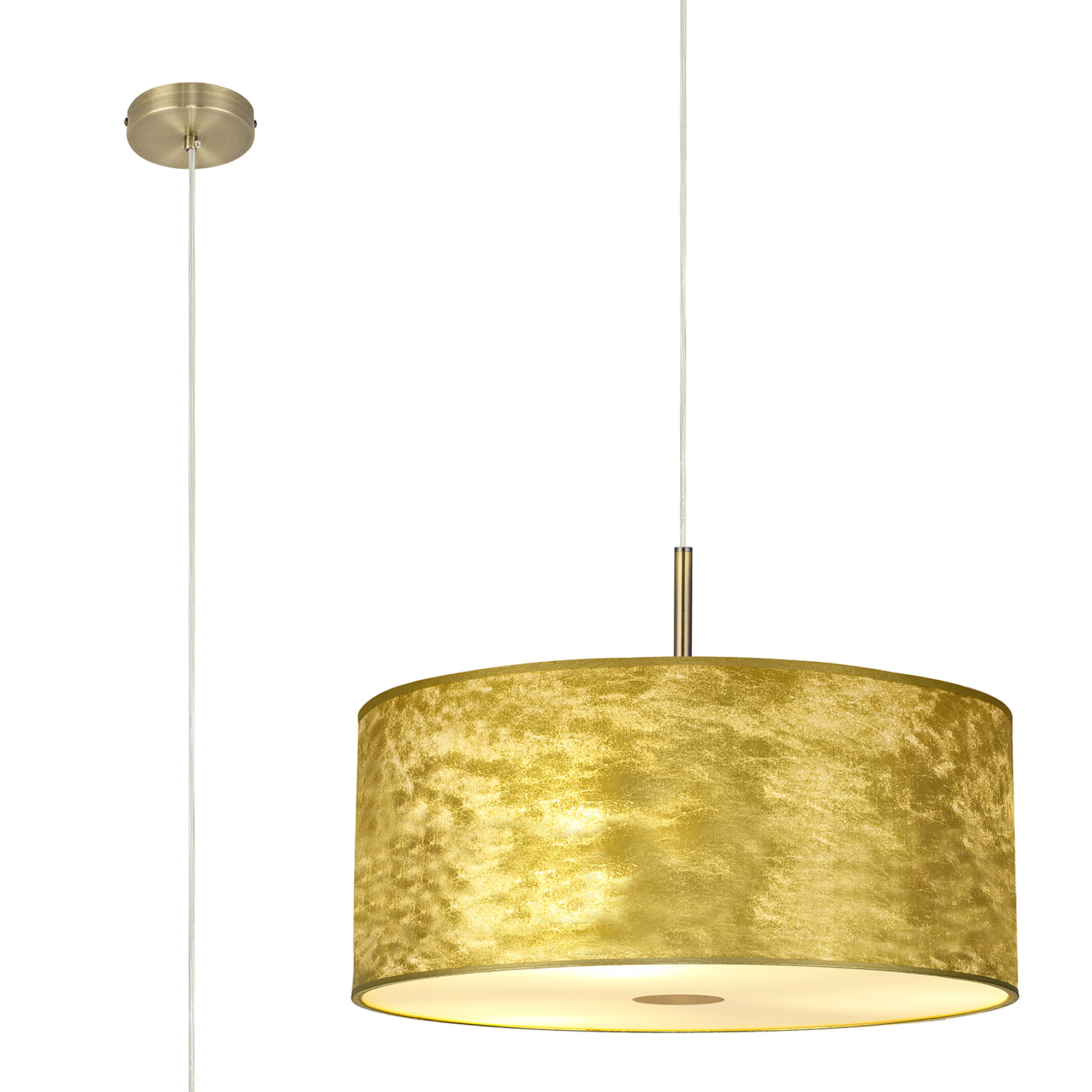 Baymont 60cm 5 Light Pendant Antique Brass; Gold Leaf; Frosted Diffuser